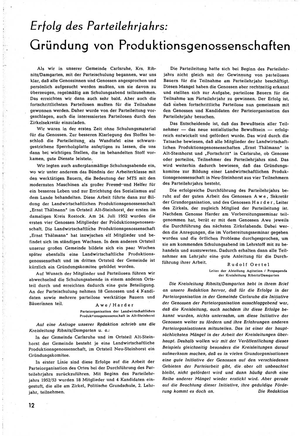 Neuer Weg (NW), Organ des Zentralkomitees (ZK) [Sozialistische Einheitspartei Deutschlands (SED)] für alle Parteiarbeiter, 8. Jahrgang [Deutsche Demokratische Republik (DDR)] 1953, Heft 7/12 (NW ZK SED DDR 1953, H. 7/12)