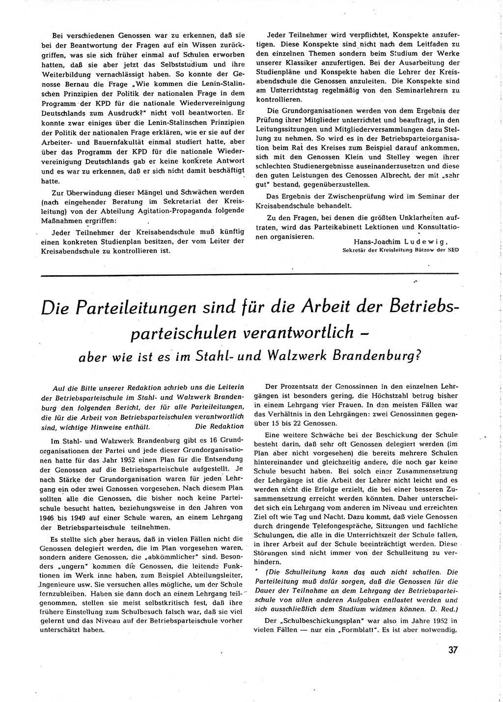 Neuer Weg (NW), Organ des Zentralkomitees (ZK) [Sozialistische Einheitspartei Deutschlands (SED)] für alle Parteiarbeiter, 8. Jahrgang [Deutsche Demokratische Republik (DDR)] 1953, Heft 7/37 (NW ZK SED DDR 1953, H. 7/37)