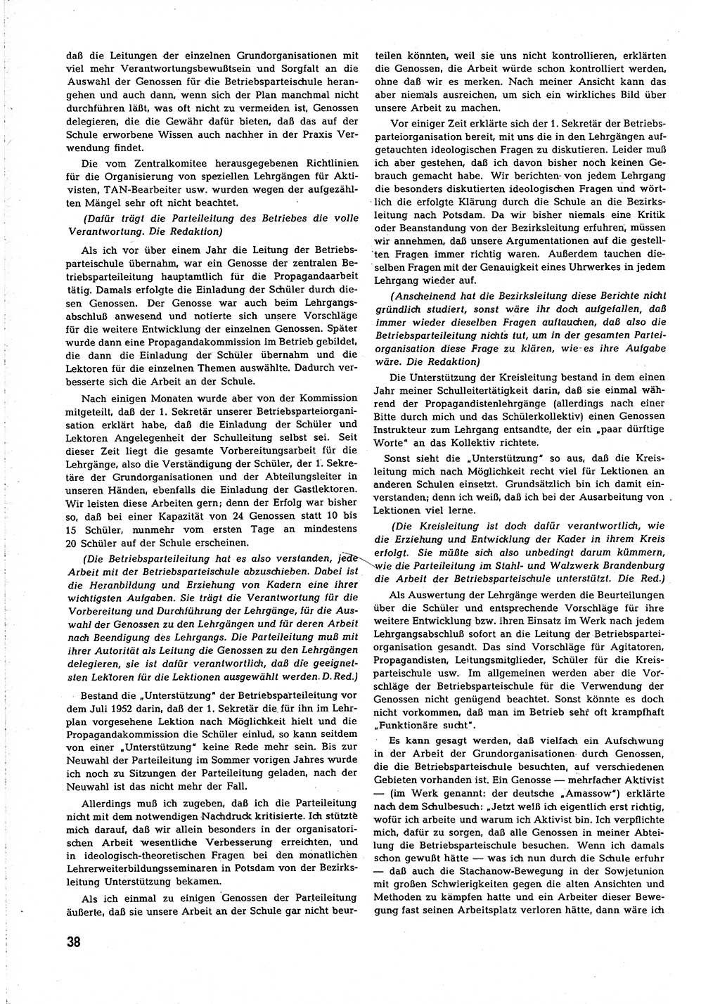 Neuer Weg (NW), Organ des Zentralkomitees (ZK) [Sozialistische Einheitspartei Deutschlands (SED)] für alle Parteiarbeiter, 8. Jahrgang [Deutsche Demokratische Republik (DDR)] 1953, Heft 7/38 (NW ZK SED DDR 1953, H. 7/38)
