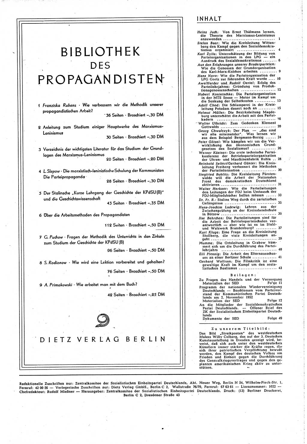 Neuer Weg (NW), Organ des Zentralkomitees (ZK) [Sozialistische Einheitspartei Deutschlands (SED)] für alle Parteiarbeiter, 8. Jahrgang [Deutsche Demokratische Republik (DDR)] 1953, Heft 7/45 (NW ZK SED DDR 1953, H. 7/45)