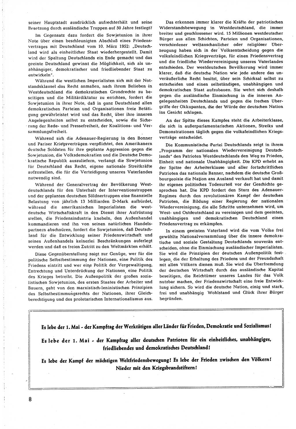 Neuer Weg (NW), Organ des Zentralkomitees (ZK) [Sozialistische Einheitspartei Deutschlands (SED)] für alle Parteiarbeiter, 8. Jahrgang [Deutsche Demokratische Republik (DDR)] 1953, Heft 8/8 (NW ZK SED DDR 1953, H. 8/8)