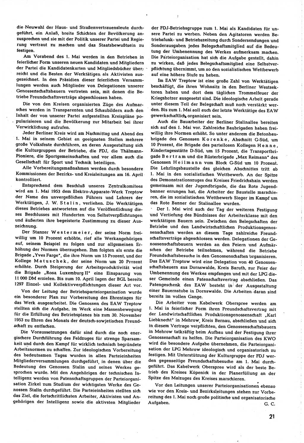 Neuer Weg (NW), Organ des Zentralkomitees (ZK) [Sozialistische Einheitspartei Deutschlands (SED)] für alle Parteiarbeiter, 8. Jahrgang [Deutsche Demokratische Republik (DDR)] 1953, Heft 8/21 (NW ZK SED DDR 1953, H. 8/21)