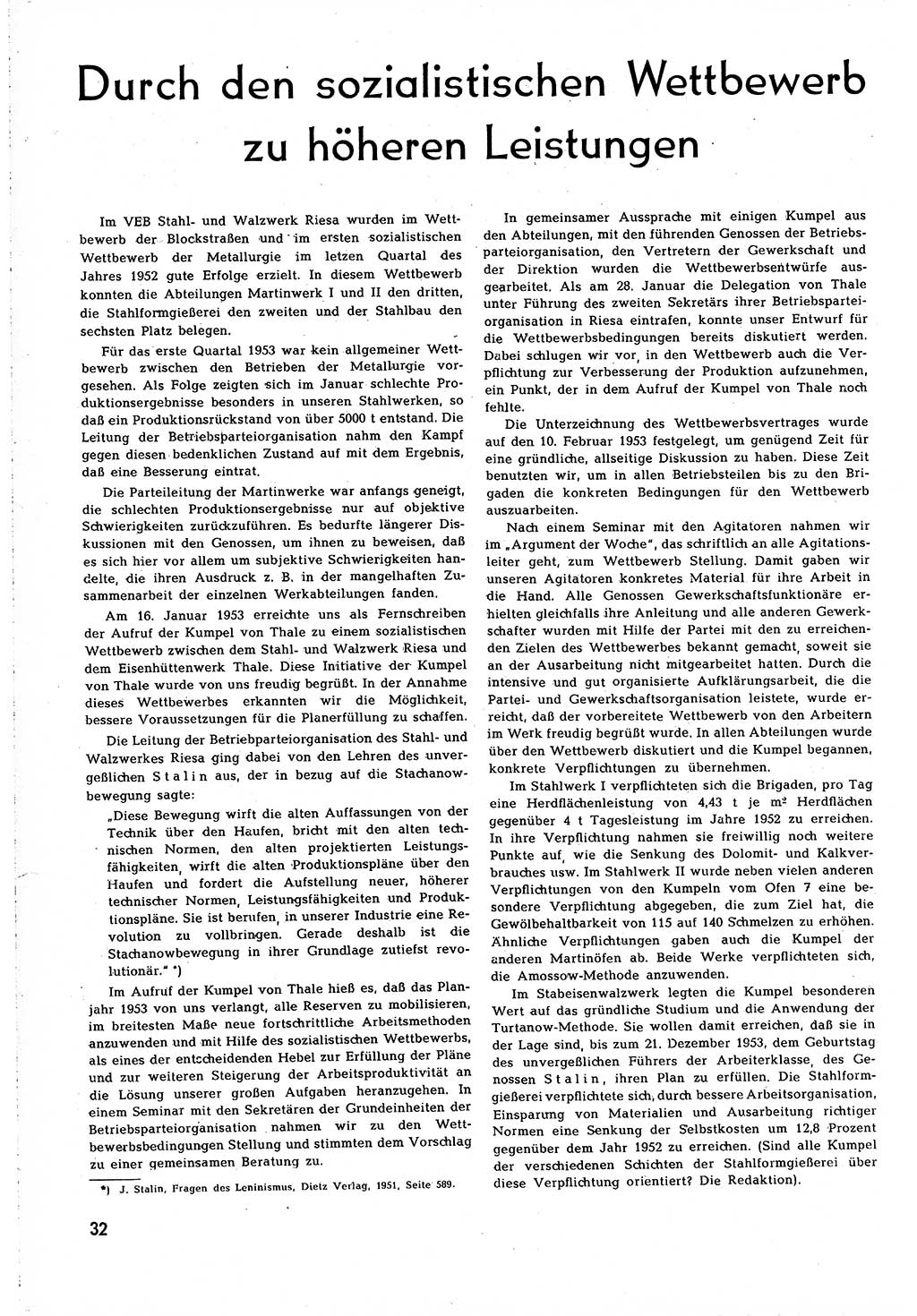 Neuer Weg (NW), Organ des Zentralkomitees (ZK) [Sozialistische Einheitspartei Deutschlands (SED)] für alle Parteiarbeiter, 8. Jahrgang [Deutsche Demokratische Republik (DDR)] 1953, Heft 8/32 (NW ZK SED DDR 1953, H. 8/32)