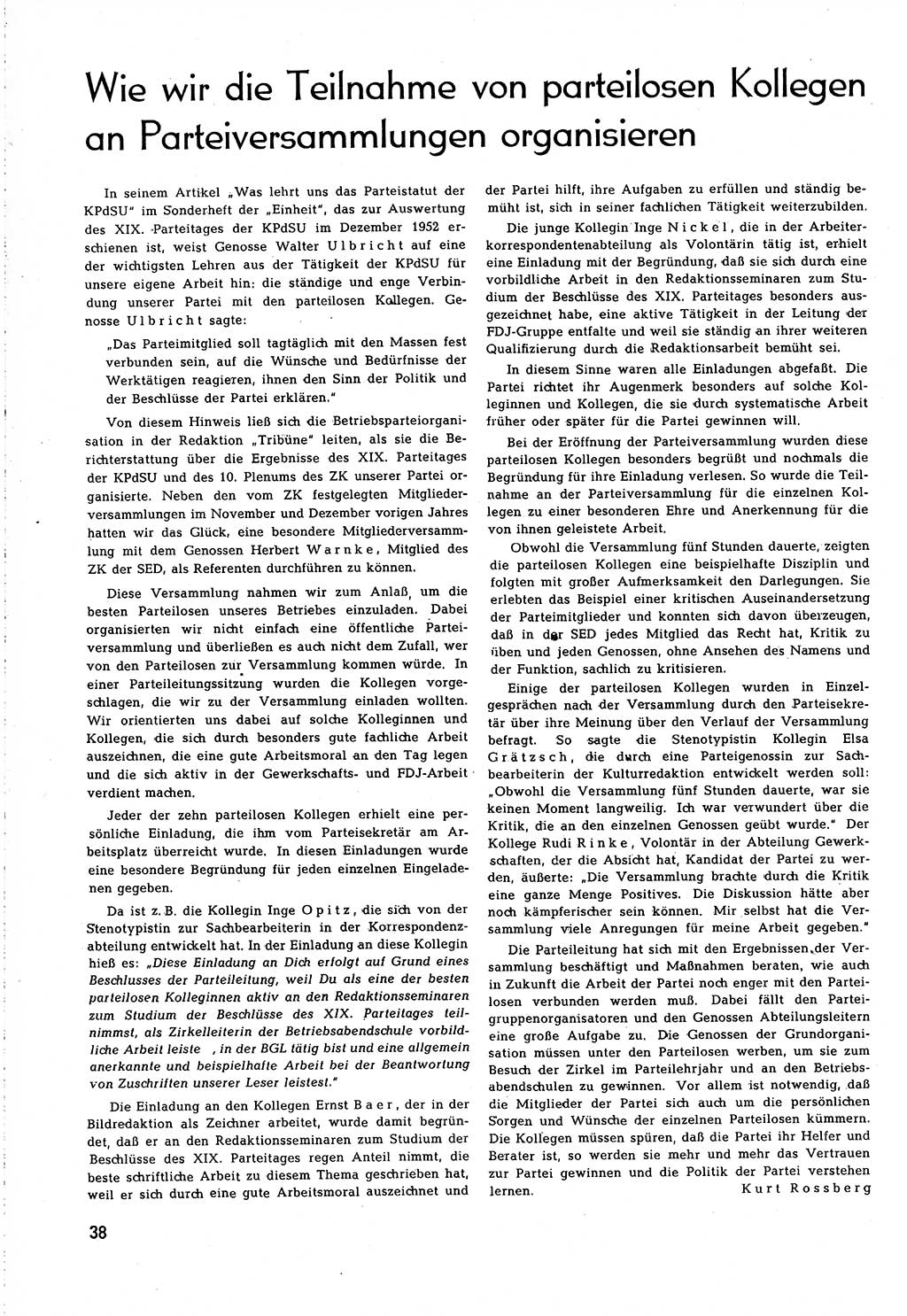 Neuer Weg (NW), Organ des Zentralkomitees (ZK) [Sozialistische Einheitspartei Deutschlands (SED)] für alle Parteiarbeiter, 8. Jahrgang [Deutsche Demokratische Republik (DDR)] 1953, Heft 8/38 (NW ZK SED DDR 1953, H. 8/38)