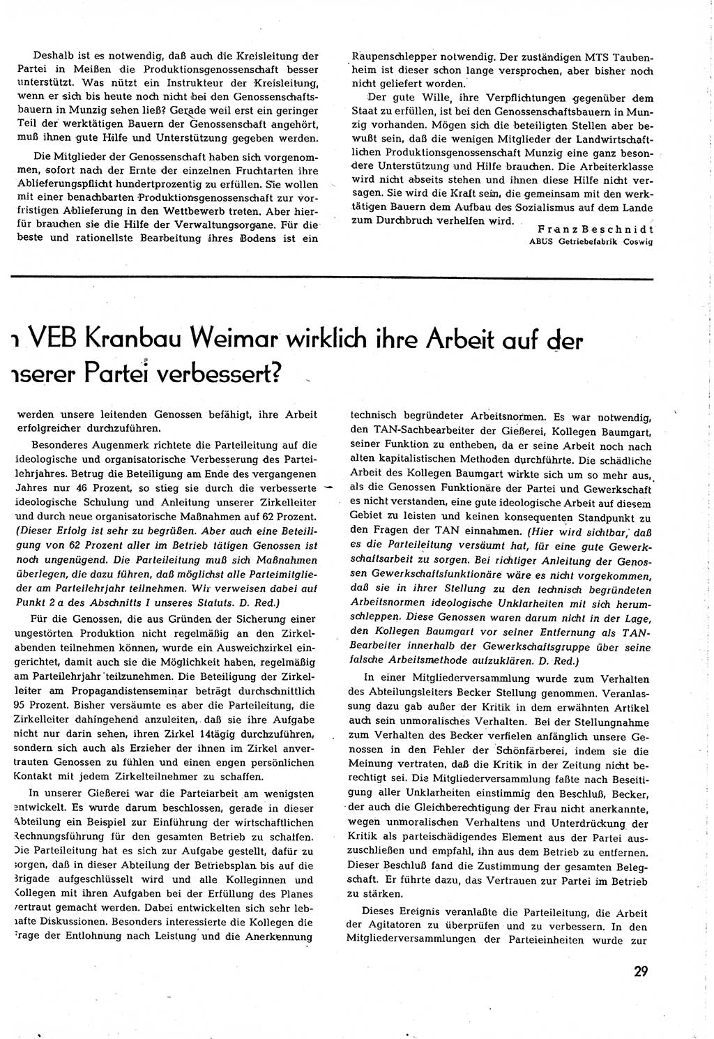 Neuer Weg (NW), Organ des Zentralkomitees (ZK) [Sozialistische Einheitspartei Deutschlands (SED)] für alle Parteiarbeiter, 8. Jahrgang [Deutsche Demokratische Republik (DDR)] 1953, Heft 9/29 (NW ZK SED DDR 1953, H. 9/29)