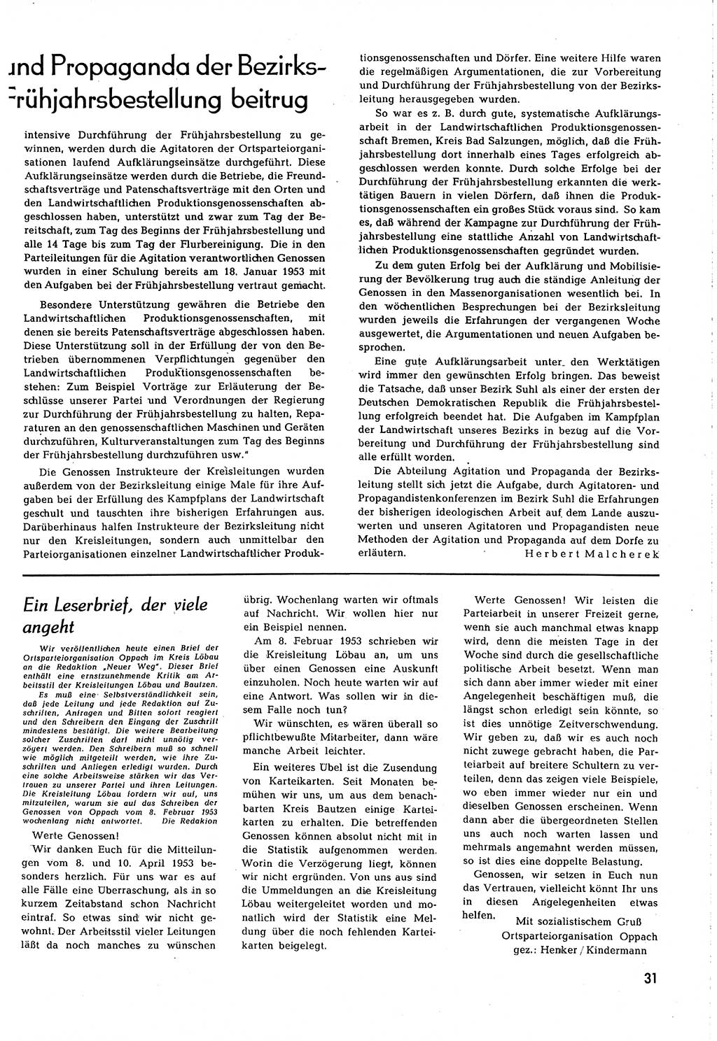 Neuer Weg (NW), Organ des Zentralkomitees (ZK) [Sozialistische Einheitspartei Deutschlands (SED)] für alle Parteiarbeiter, 8. Jahrgang [Deutsche Demokratische Republik (DDR)] 1953, Heft 9/31 (NW ZK SED DDR 1953, H. 9/31)