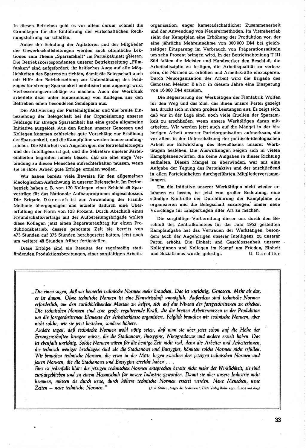 Neuer Weg (NW), Organ des Zentralkomitees (ZK) [Sozialistische Einheitspartei Deutschlands (SED)] für alle Parteiarbeiter, 8. Jahrgang [Deutsche Demokratische Republik (DDR)] 1953, Heft 9/33 (NW ZK SED DDR 1953, H. 9/33)