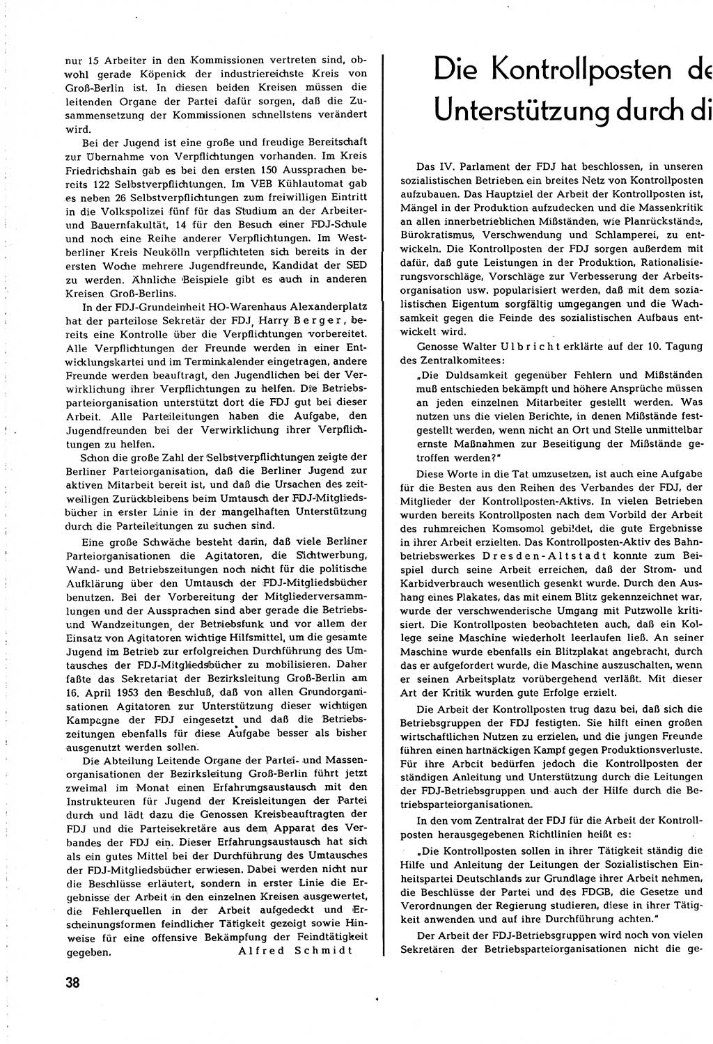 Neuer Weg (NW), Organ des Zentralkomitees (ZK) [Sozialistische Einheitspartei Deutschlands (SED)] für alle Parteiarbeiter, 8. Jahrgang [Deutsche Demokratische Republik (DDR)] 1953, Heft 9/38 (NW ZK SED DDR 1953, H. 9/38)