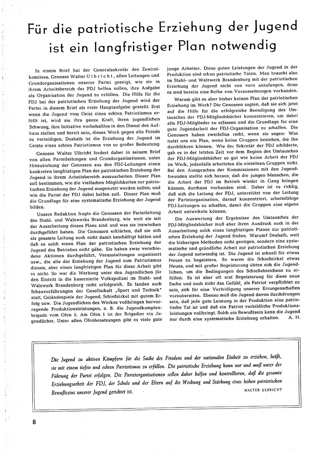 Neuer Weg (NW), Organ des Zentralkomitees (ZK) [Sozialistische Einheitspartei Deutschlands (SED)] für alle Parteiarbeiter, 8. Jahrgang [Deutsche Demokratische Republik (DDR)] 1953, Heft 11/8 (NW ZK SED DDR 1953, H. 11/8)