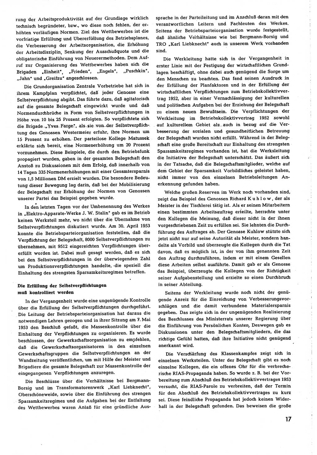 Neuer Weg (NW), Organ des Zentralkomitees (ZK) [Sozialistische Einheitspartei Deutschlands (SED)] für alle Parteiarbeiter, 8. Jahrgang [Deutsche Demokratische Republik (DDR)] 1953, Heft 11/17 (NW ZK SED DDR 1953, H. 11/17)