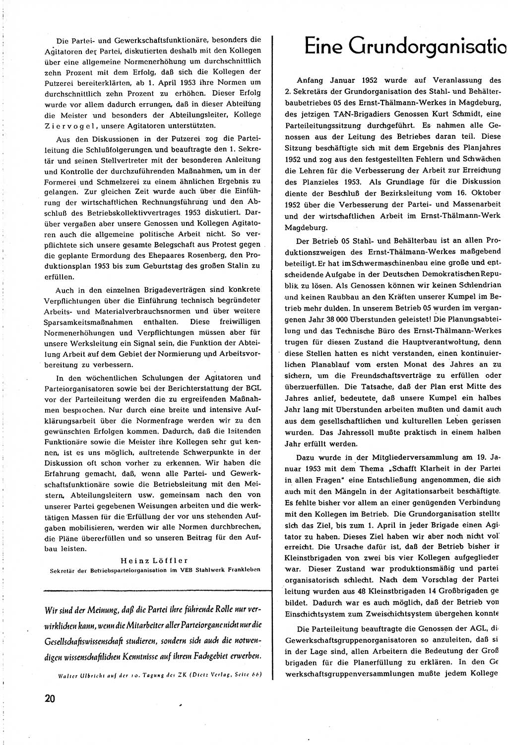 Neuer Weg (NW), Organ des Zentralkomitees (ZK) [Sozialistische Einheitspartei Deutschlands (SED)] für alle Parteiarbeiter, 8. Jahrgang [Deutsche Demokratische Republik (DDR)] 1953, Heft 11/20 (NW ZK SED DDR 1953, H. 11/20)