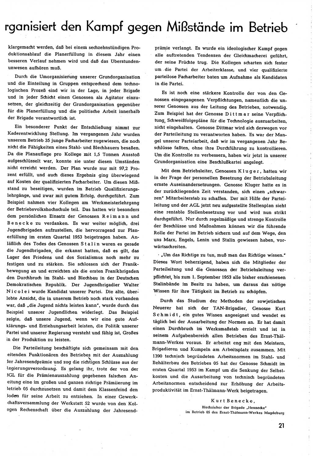 Neuer Weg (NW), Organ des Zentralkomitees (ZK) [Sozialistische Einheitspartei Deutschlands (SED)] für alle Parteiarbeiter, 8. Jahrgang [Deutsche Demokratische Republik (DDR)] 1953, Heft 11/21 (NW ZK SED DDR 1953, H. 11/21)