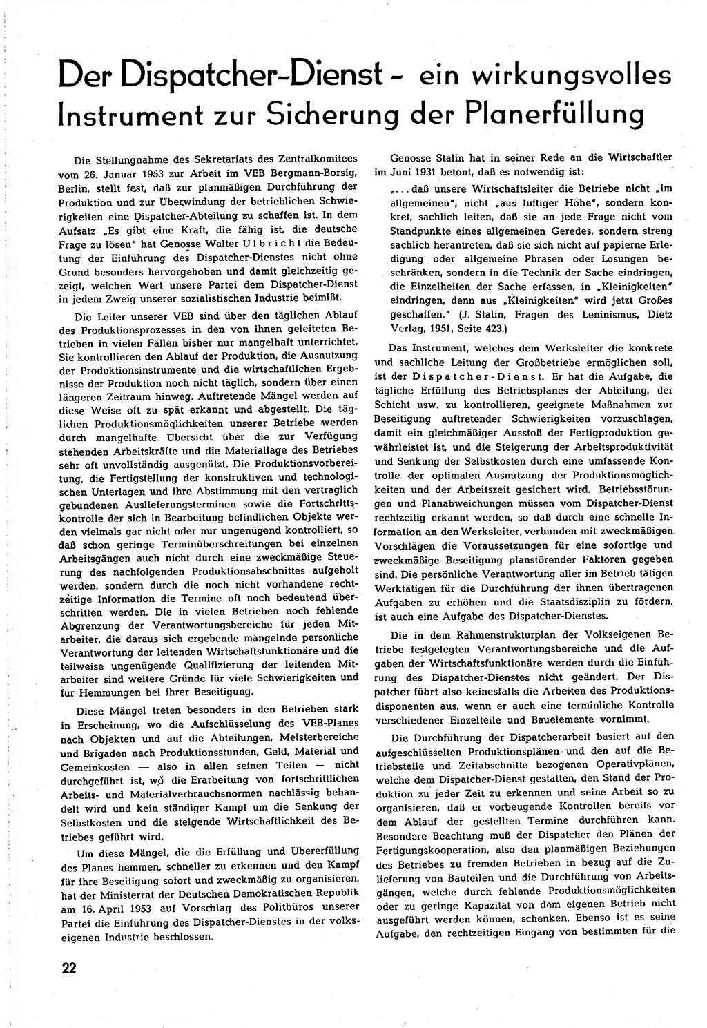 Neuer Weg (NW), Organ des Zentralkomitees (ZK) [Sozialistische Einheitspartei Deutschlands (SED)] für alle Parteiarbeiter, 8. Jahrgang [Deutsche Demokratische Republik (DDR)] 1953, Heft 11/22 (NW ZK SED DDR 1953, H. 11/22)