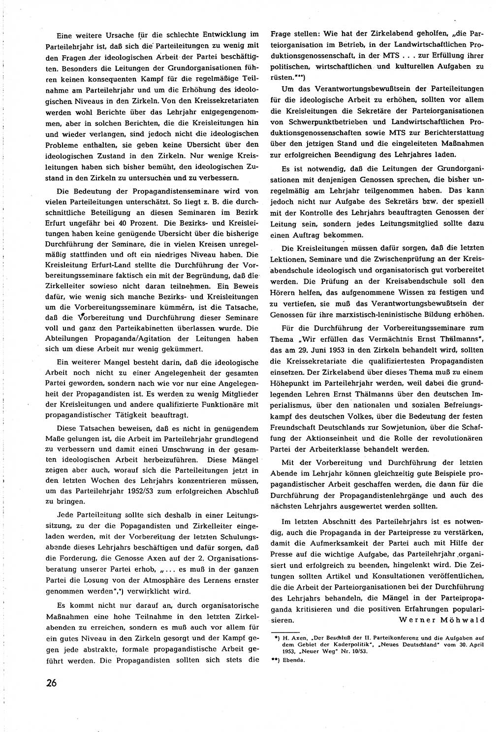 Neuer Weg (NW), Organ des Zentralkomitees (ZK) [Sozialistische Einheitspartei Deutschlands (SED)] für alle Parteiarbeiter, 8. Jahrgang [Deutsche Demokratische Republik (DDR)] 1953, Heft 11/26 (NW ZK SED DDR 1953, H. 11/26)