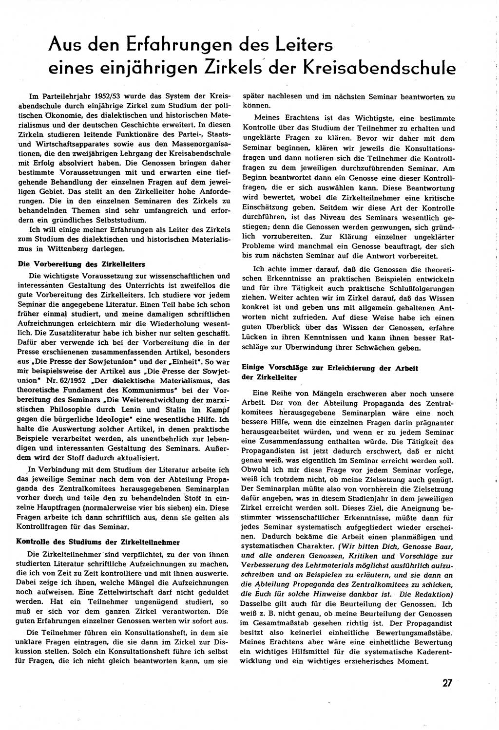 Neuer Weg (NW), Organ des Zentralkomitees (ZK) [Sozialistische Einheitspartei Deutschlands (SED)] für alle Parteiarbeiter, 8. Jahrgang [Deutsche Demokratische Republik (DDR)] 1953, Heft 11/27 (NW ZK SED DDR 1953, H. 11/27)