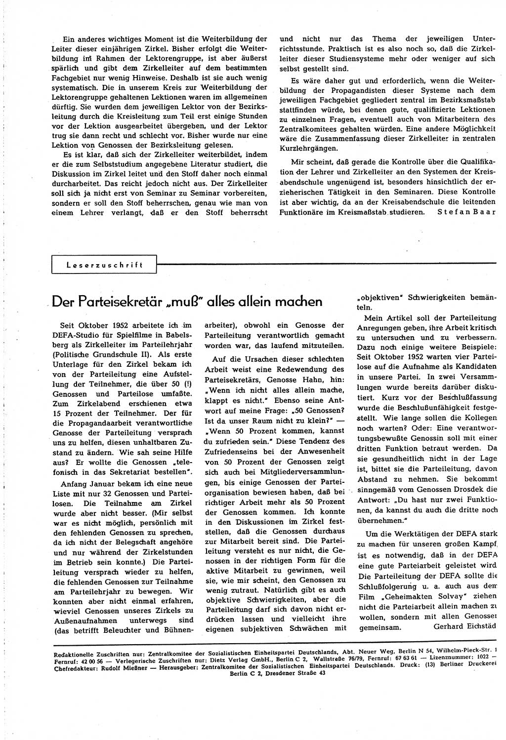 Neuer Weg (NW), Organ des Zentralkomitees (ZK) [Sozialistische Einheitspartei Deutschlands (SED)] für alle Parteiarbeiter, 8. Jahrgang [Deutsche Demokratische Republik (DDR)] 1953, Heft 11/28 (NW ZK SED DDR 1953, H. 11/28)