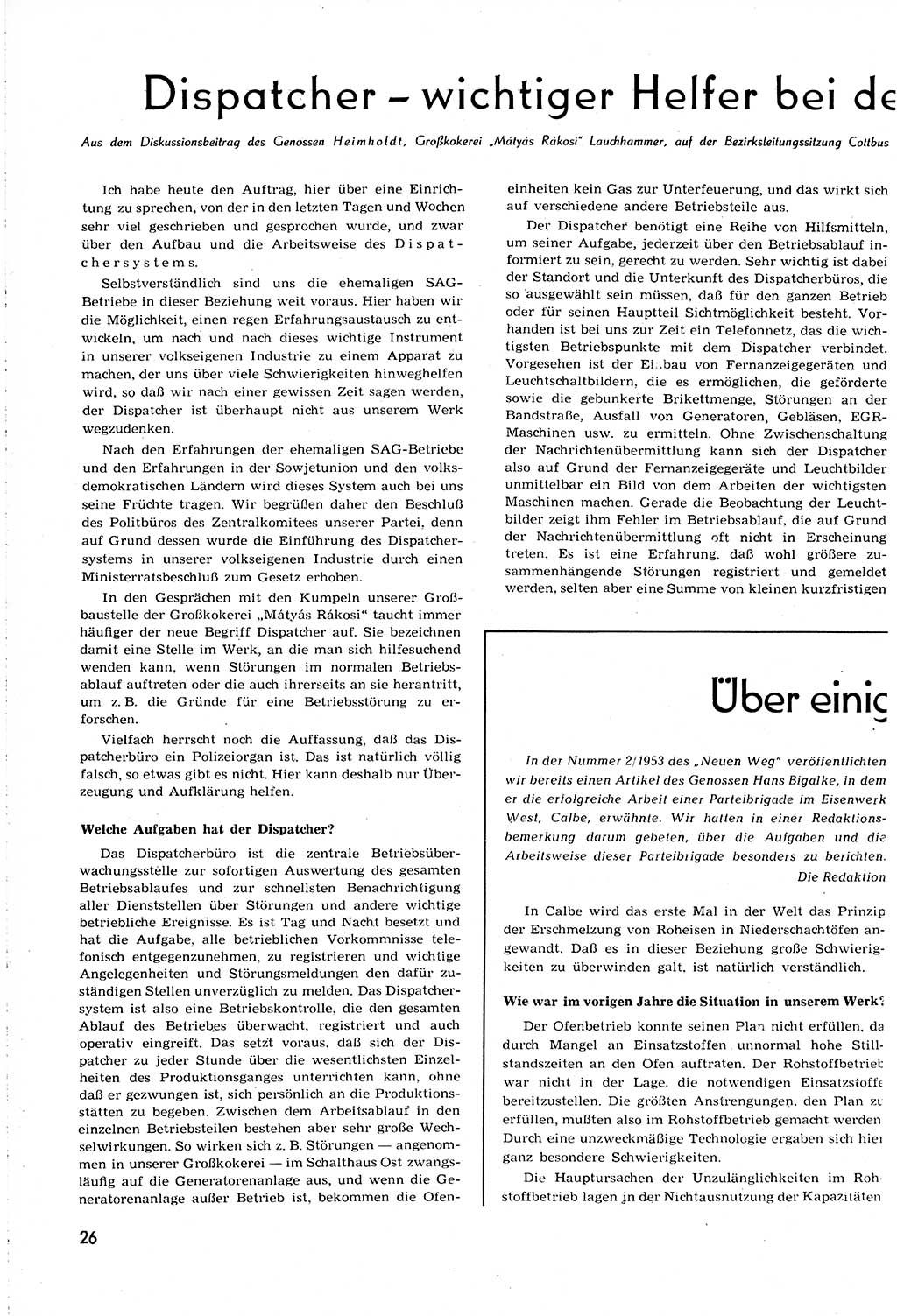 Neuer Weg (NW), Organ des Zentralkomitees (ZK) [Sozialistische Einheitspartei Deutschlands (SED)] für alle Parteiarbeiter, 8. Jahrgang [Deutsche Demokratische Republik (DDR)] 1953, Heft 12/26 (NW ZK SED DDR 1953, H. 12/26)