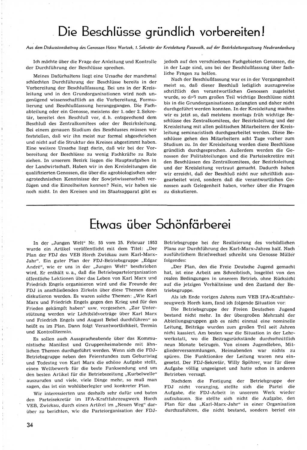 Neuer Weg (NW), Organ des Zentralkomitees (ZK) [Sozialistische Einheitspartei Deutschlands (SED)] für alle Parteiarbeiter, 8. Jahrgang [Deutsche Demokratische Republik (DDR)] 1953, Heft 12/34 (NW ZK SED DDR 1953, H. 12/34)