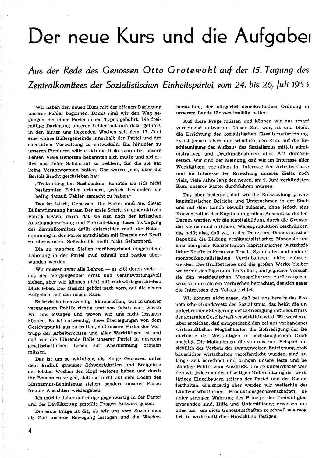 Neuer Weg (NW), Organ des Zentralkomitees (ZK) [Sozialistische Einheitspartei Deutschlands (SED)] für alle Parteiarbeiter, 8. Jahrgang [Deutsche Demokratische Republik (DDR)] 1953, Heft 14/4 (NW ZK SED DDR 1953, H. 14/4)