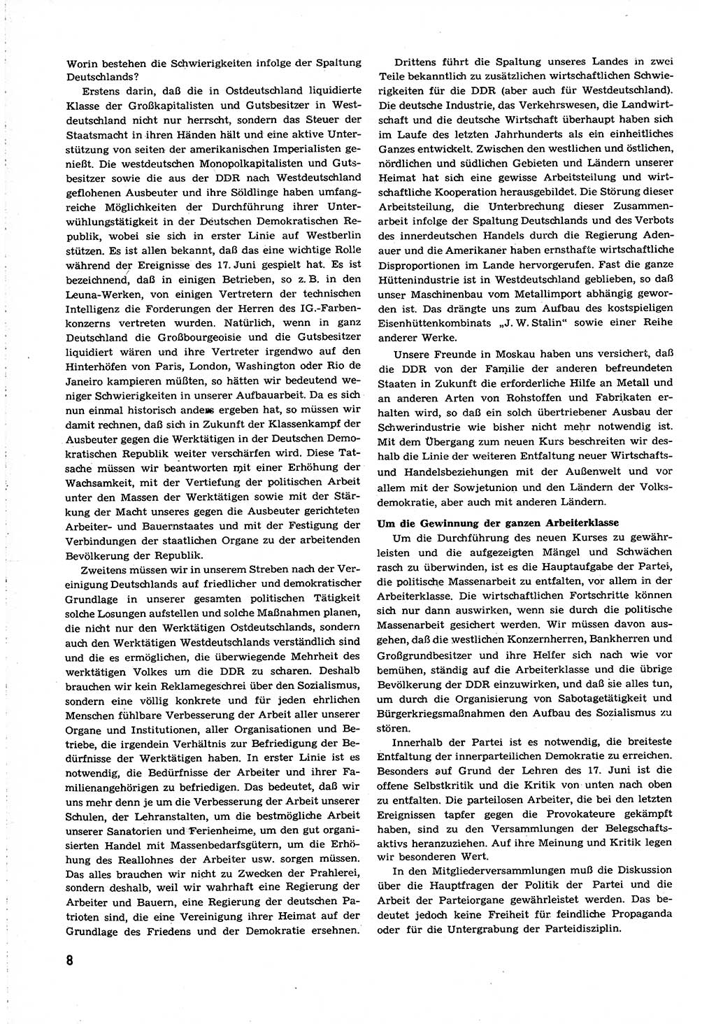 Neuer Weg (NW), Organ des Zentralkomitees (ZK) [Sozialistische Einheitspartei Deutschlands (SED)] für alle Parteiarbeiter, 8. Jahrgang [Deutsche Demokratische Republik (DDR)] 1953, Heft 14/8 (NW ZK SED DDR 1953, H. 14/8)