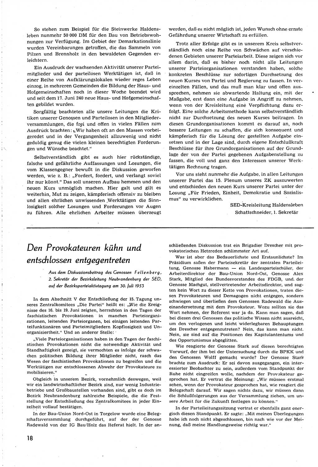 Neuer Weg (NW), Organ des Zentralkomitees (ZK) [Sozialistische Einheitspartei Deutschlands (SED)] für alle Parteiarbeiter, 8. Jahrgang [Deutsche Demokratische Republik (DDR)] 1953, Heft 14/18 (NW ZK SED DDR 1953, H. 14/18)