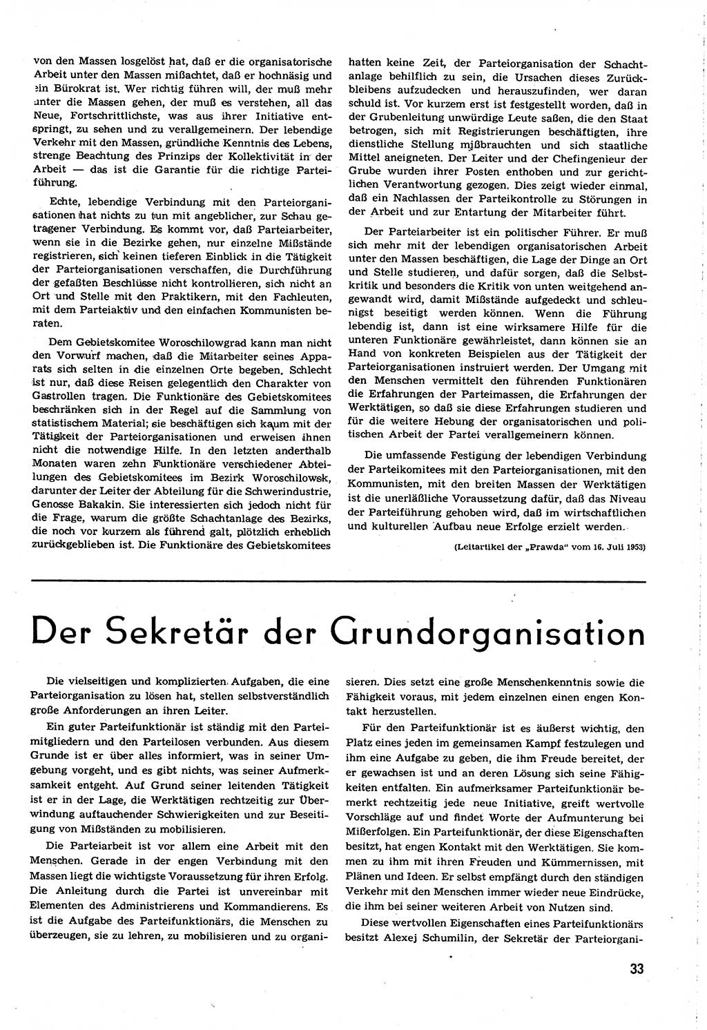 Neuer Weg (NW), Organ des Zentralkomitees (ZK) [Sozialistische Einheitspartei Deutschlands (SED)] für alle Parteiarbeiter, 8. Jahrgang [Deutsche Demokratische Republik (DDR)] 1953, Heft 14/33 (NW ZK SED DDR 1953, H. 14/33)
