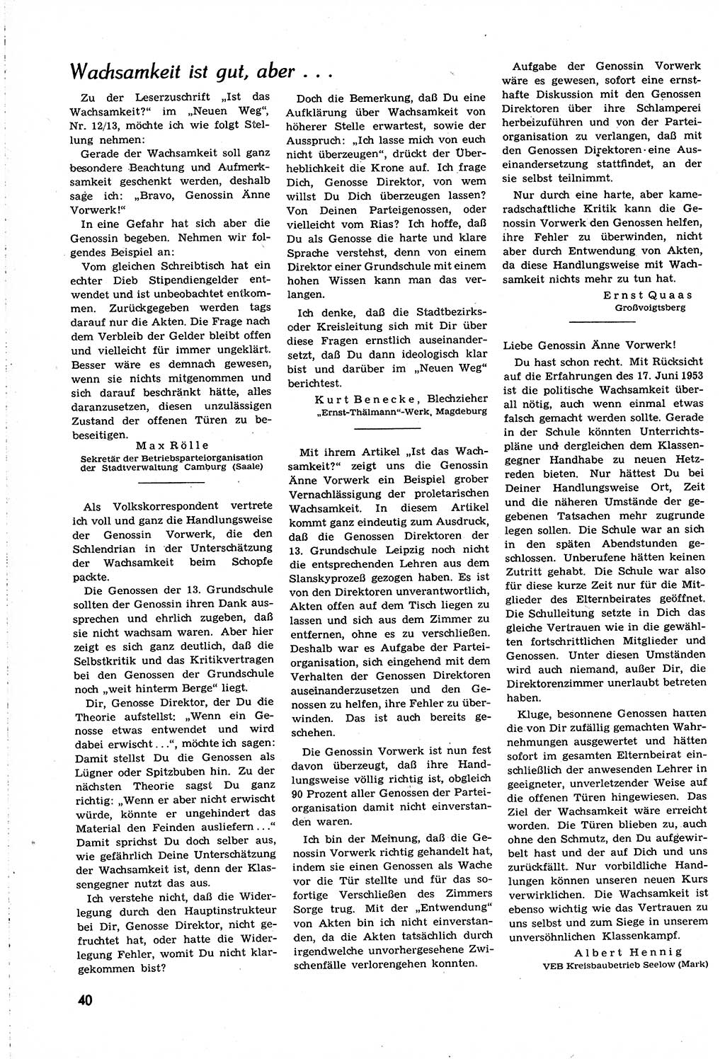 Neuer Weg (NW), Organ des Zentralkomitees (ZK) [Sozialistische Einheitspartei Deutschlands (SED)] für alle Parteiarbeiter, 8. Jahrgang [Deutsche Demokratische Republik (DDR)] 1953, Heft 14/40 (NW ZK SED DDR 1953, H. 14/40)