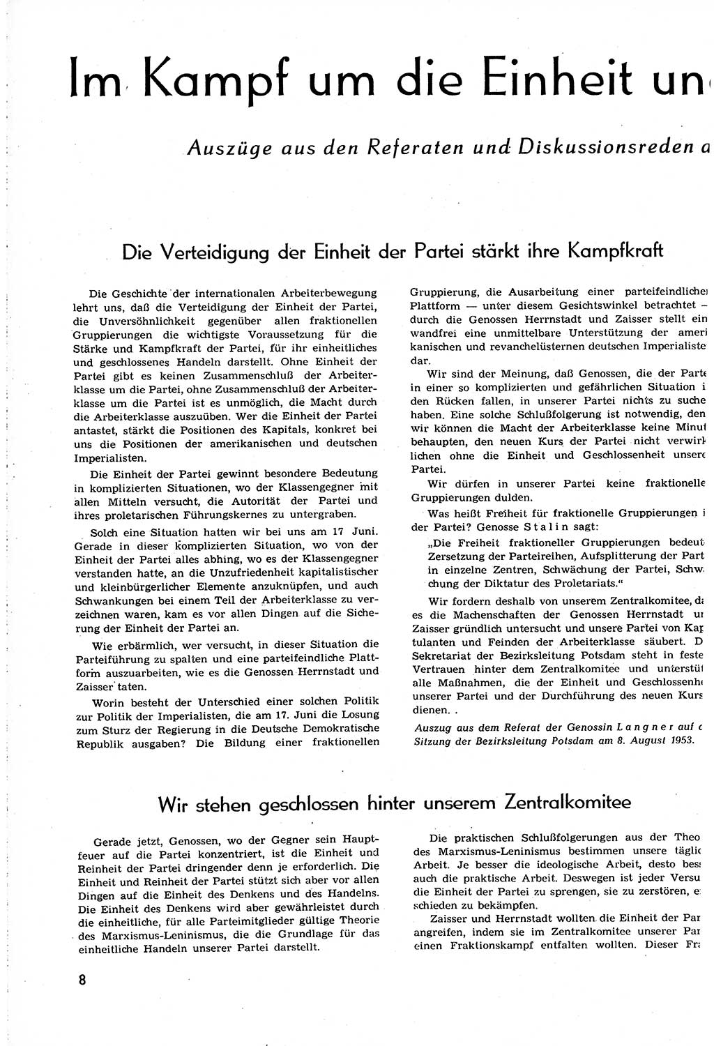 Neuer Weg (NW), Organ des Zentralkomitees (ZK) [Sozialistische Einheitspartei Deutschlands (SED)] für alle Parteiarbeiter, 8. Jahrgang [Deutsche Demokratische Republik (DDR)] 1953, Heft 16/8 (NW ZK SED DDR 1953, H. 16/8)
