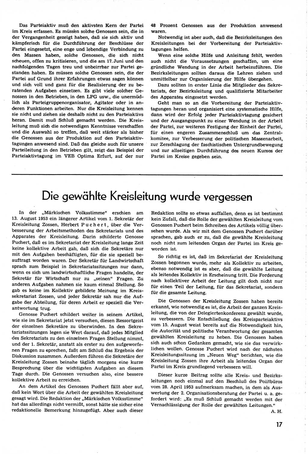 Neuer Weg (NW), Organ des Zentralkomitees (ZK) [Sozialistische Einheitspartei Deutschlands (SED)] für alle Parteiarbeiter, 8. Jahrgang [Deutsche Demokratische Republik (DDR)] 1953, Heft 16/17 (NW ZK SED DDR 1953, H. 16/17)