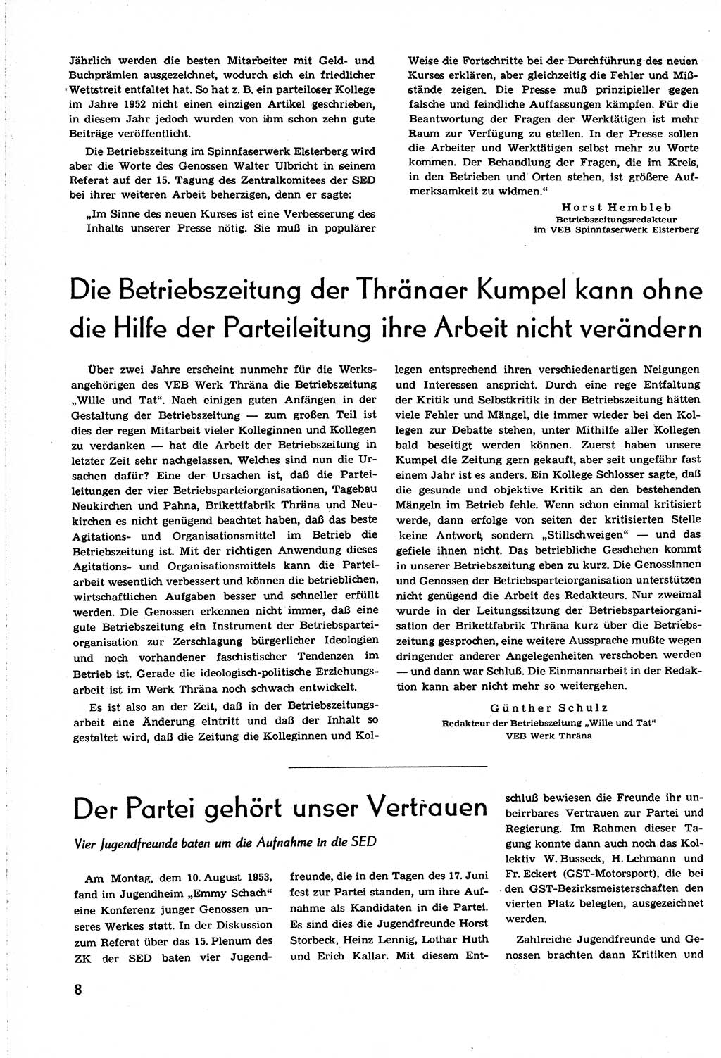 Neuer Weg (NW), Organ des Zentralkomitees (ZK) [Sozialistische Einheitspartei Deutschlands (SED)] für alle Parteiarbeiter, 8. Jahrgang [Deutsche Demokratische Republik (DDR)] 1953, Heft 17/8 (NW ZK SED DDR 1953, H. 17/8)