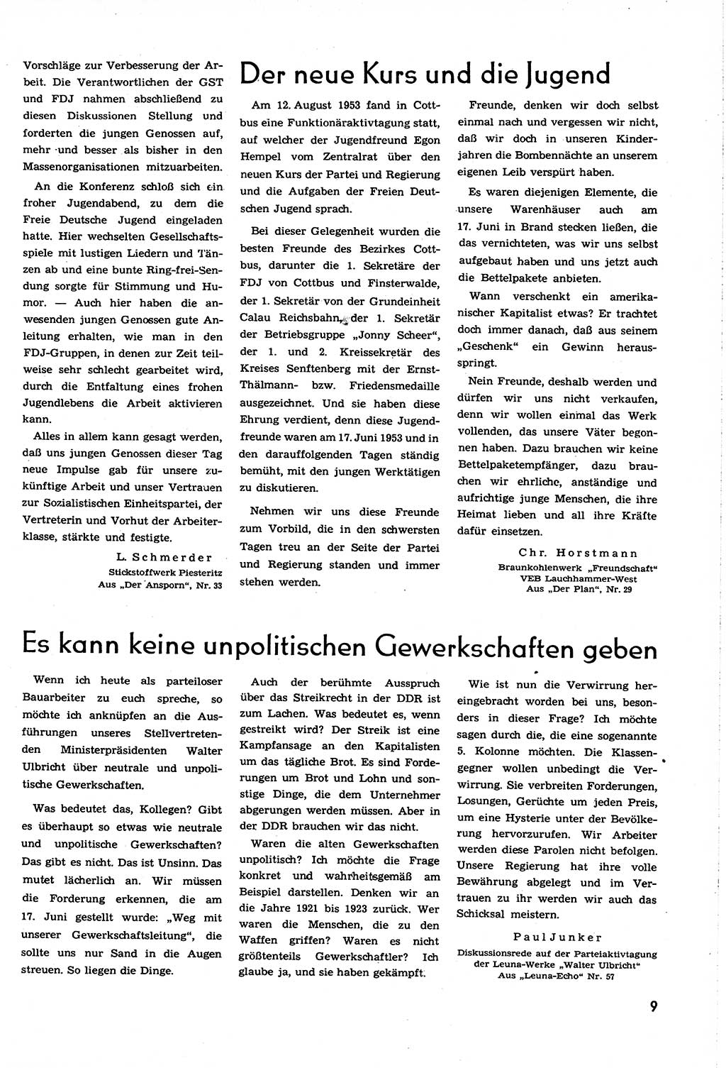 Neuer Weg (NW), Organ des Zentralkomitees (ZK) [Sozialistische Einheitspartei Deutschlands (SED)] für alle Parteiarbeiter, 8. Jahrgang [Deutsche Demokratische Republik (DDR)] 1953, Heft 17/9 (NW ZK SED DDR 1953, H. 17/9)