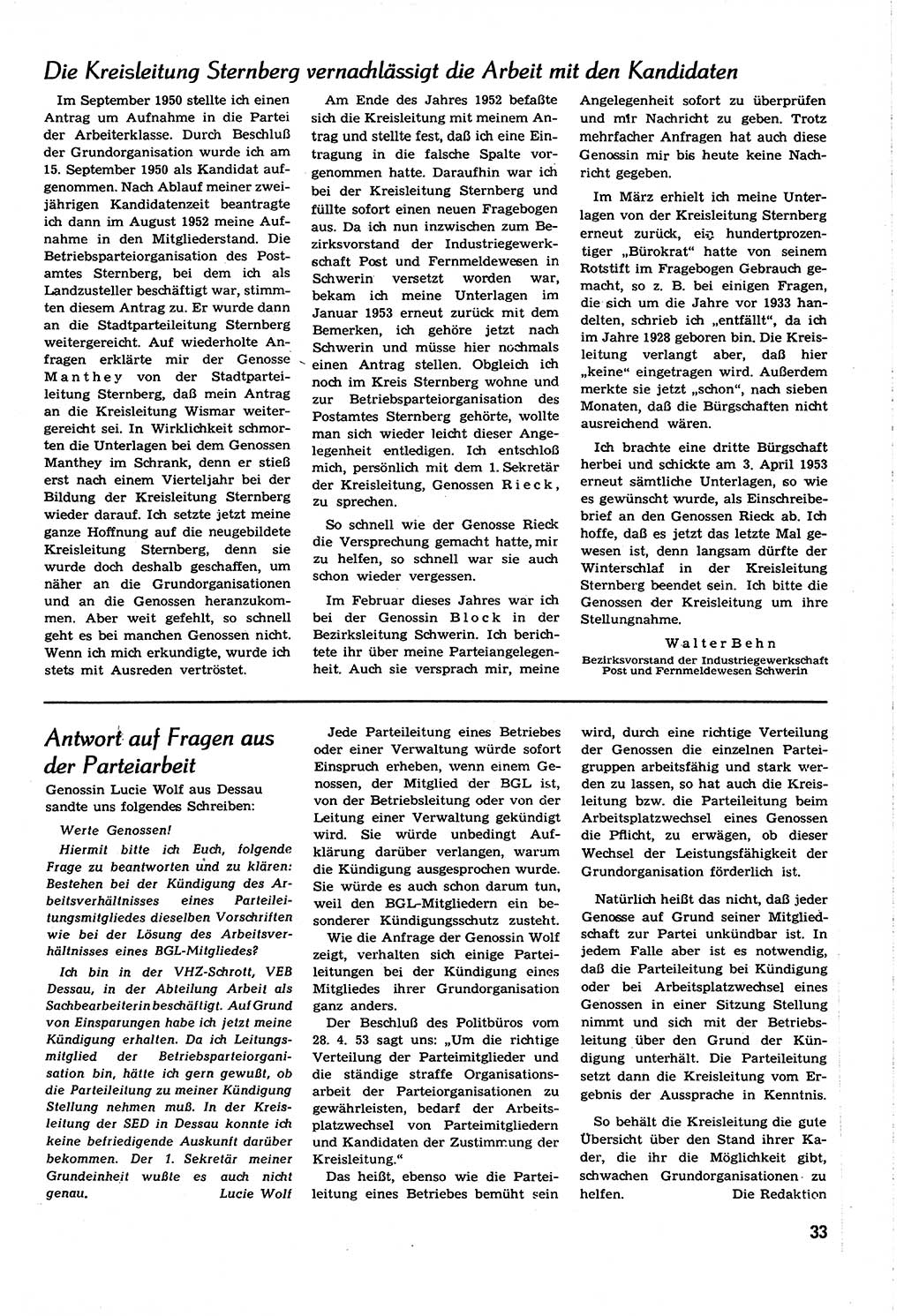 Neuer Weg (NW), Organ des Zentralkomitees (ZK) [Sozialistische Einheitspartei Deutschlands (SED)] für alle Parteiarbeiter, 8. Jahrgang [Deutsche Demokratische Republik (DDR)] 1953, Heft 17/33 (NW ZK SED DDR 1953, H. 17/33)