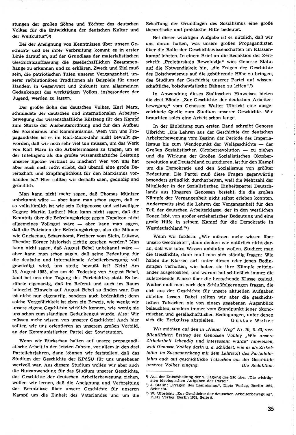 Neuer Weg (NW), Organ des Zentralkomitees (ZK) [Sozialistische Einheitspartei Deutschlands (SED)] für alle Parteiarbeiter, 8. Jahrgang [Deutsche Demokratische Republik (DDR)] 1953, Heft 17/35 (NW ZK SED DDR 1953, H. 17/35)