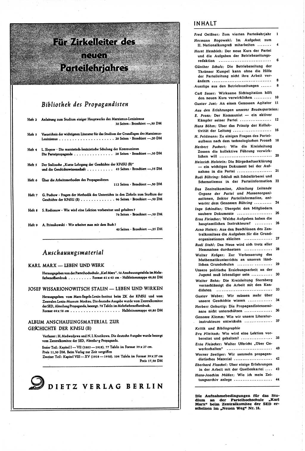 Neuer Weg (NW), Organ des Zentralkomitees (ZK) [Sozialistische Einheitspartei Deutschlands (SED)] für alle Parteiarbeiter, 8. Jahrgang [Deutsche Demokratische Republik (DDR)] 1953, Heft 17/45 (NW ZK SED DDR 1953, H. 17/45)