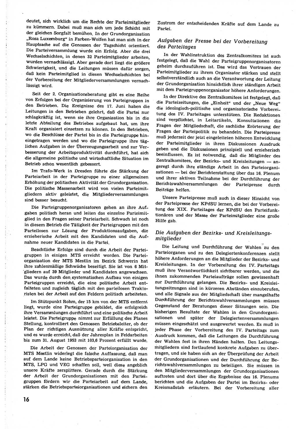 Neuer Weg (NW), Organ des Zentralkomitees (ZK) [Sozialistische Einheitspartei Deutschlands (SED)] für alle Parteiarbeiter, 8. Jahrgang [Deutsche Demokratische Republik (DDR)] 1953, Heft 18/16 (NW ZK SED DDR 1953, H. 18/16)
