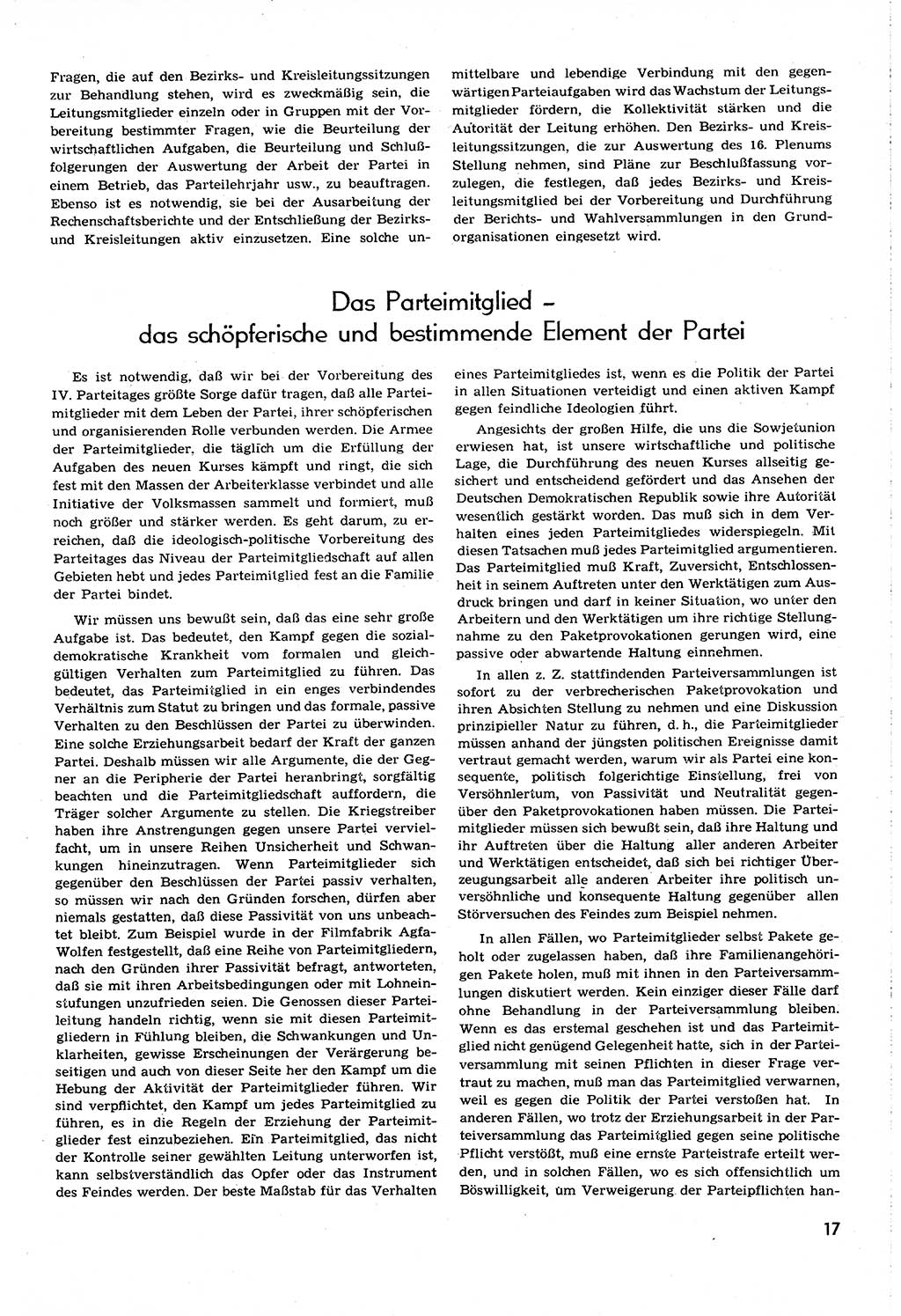 Neuer Weg (NW), Organ des Zentralkomitees (ZK) [Sozialistische Einheitspartei Deutschlands (SED)] für alle Parteiarbeiter, 8. Jahrgang [Deutsche Demokratische Republik (DDR)] 1953, Heft 18/17 (NW ZK SED DDR 1953, H. 18/17)