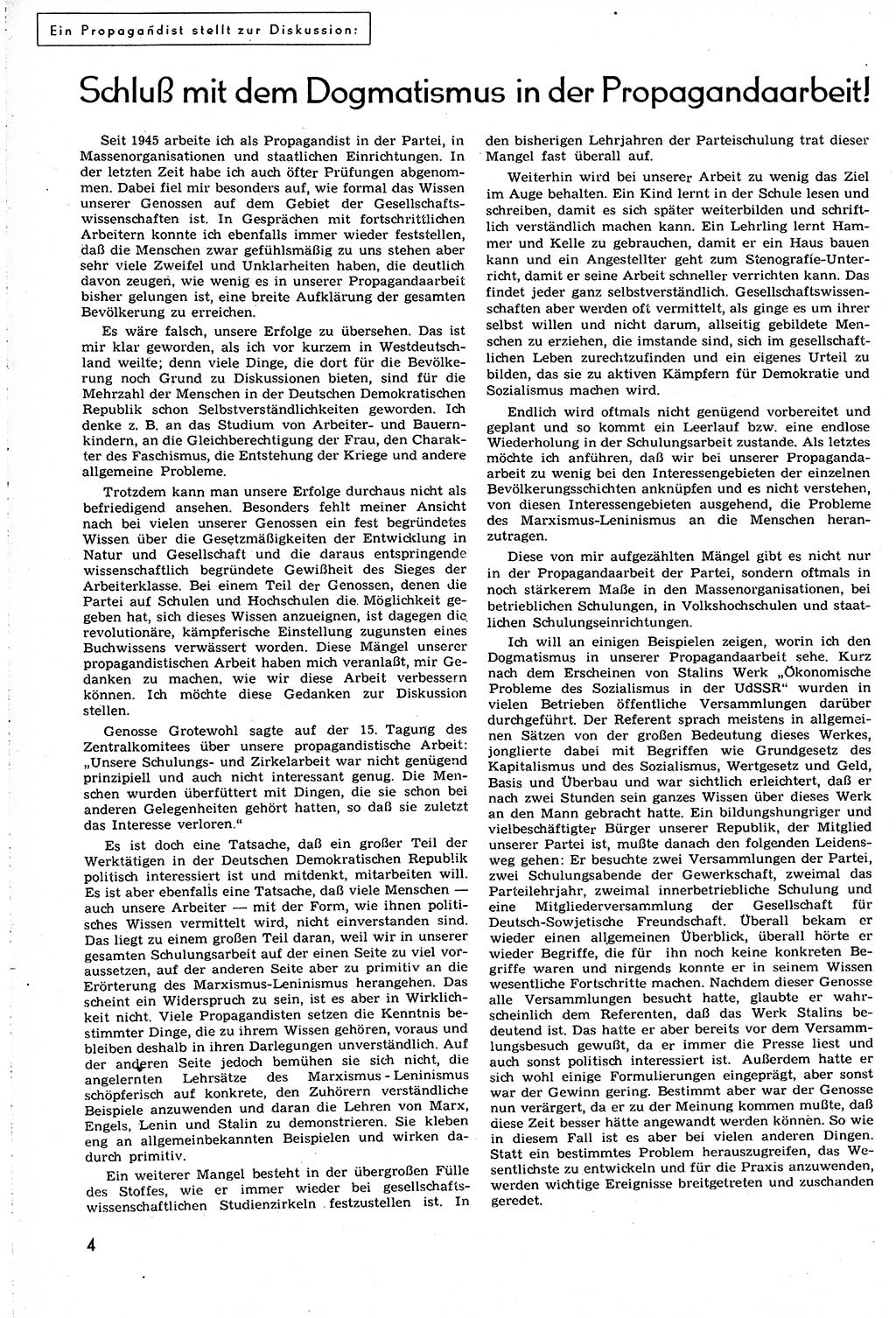 Neuer Weg (NW), Organ des Zentralkomitees (ZK) [Sozialistische Einheitspartei Deutschlands (SED)] für alle Parteiarbeiter, 8. Jahrgang [Deutsche Demokratische Republik (DDR)] 1953, Heft 19/4 (NW ZK SED DDR 1953, H. 19/4)