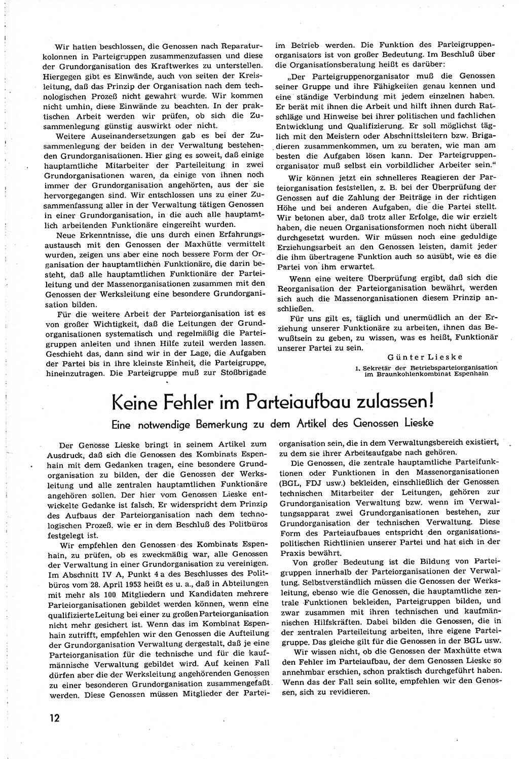Neuer Weg (NW), Organ des Zentralkomitees (ZK) [Sozialistische Einheitspartei Deutschlands (SED)] für alle Parteiarbeiter, 8. Jahrgang [Deutsche Demokratische Republik (DDR)] 1953, Heft 19/12 (NW ZK SED DDR 1953, H. 19/12)