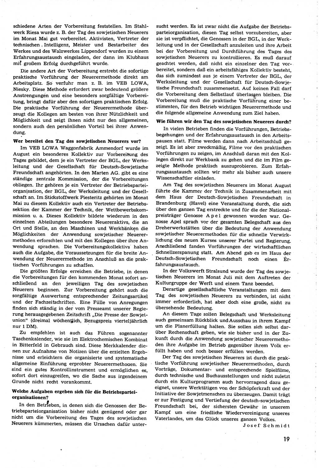 Neuer Weg (NW), Organ des Zentralkomitees (ZK) [Sozialistische Einheitspartei Deutschlands (SED)] für alle Parteiarbeiter, 8. Jahrgang [Deutsche Demokratische Republik (DDR)] 1953, Heft 19/19 (NW ZK SED DDR 1953, H. 19/19)