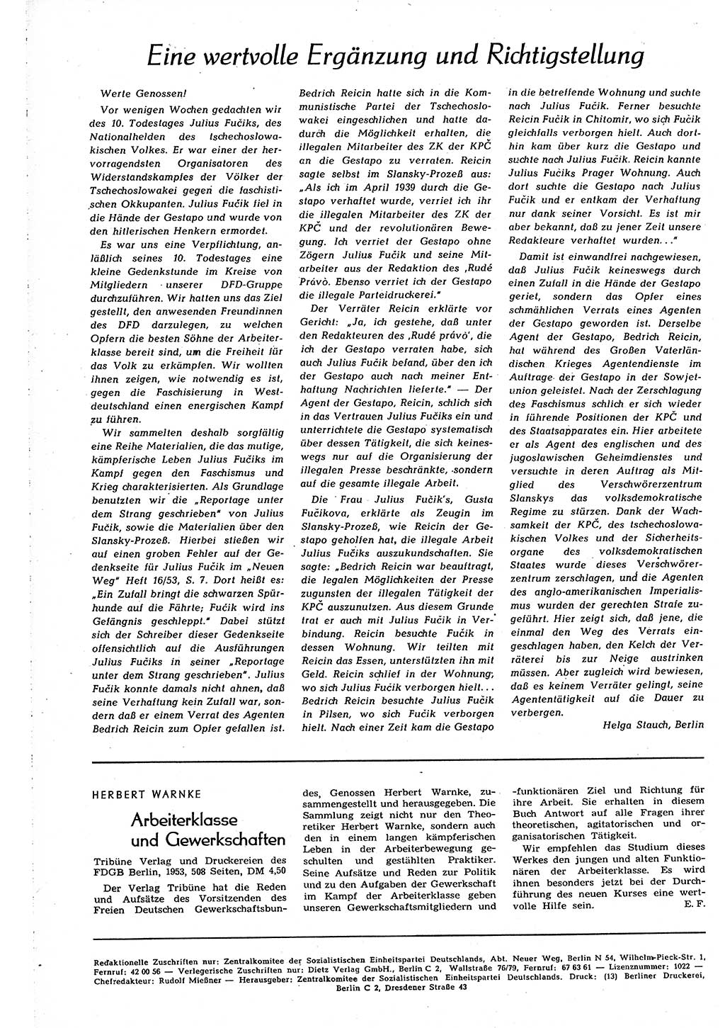 Neuer Weg (NW), Organ des Zentralkomitees (ZK) [Sozialistische Einheitspartei Deutschlands (SED)] für alle Parteiarbeiter, 8. Jahrgang [Deutsche Demokratische Republik (DDR)] 1953, Heft 19/44 (NW ZK SED DDR 1953, H. 19/44)