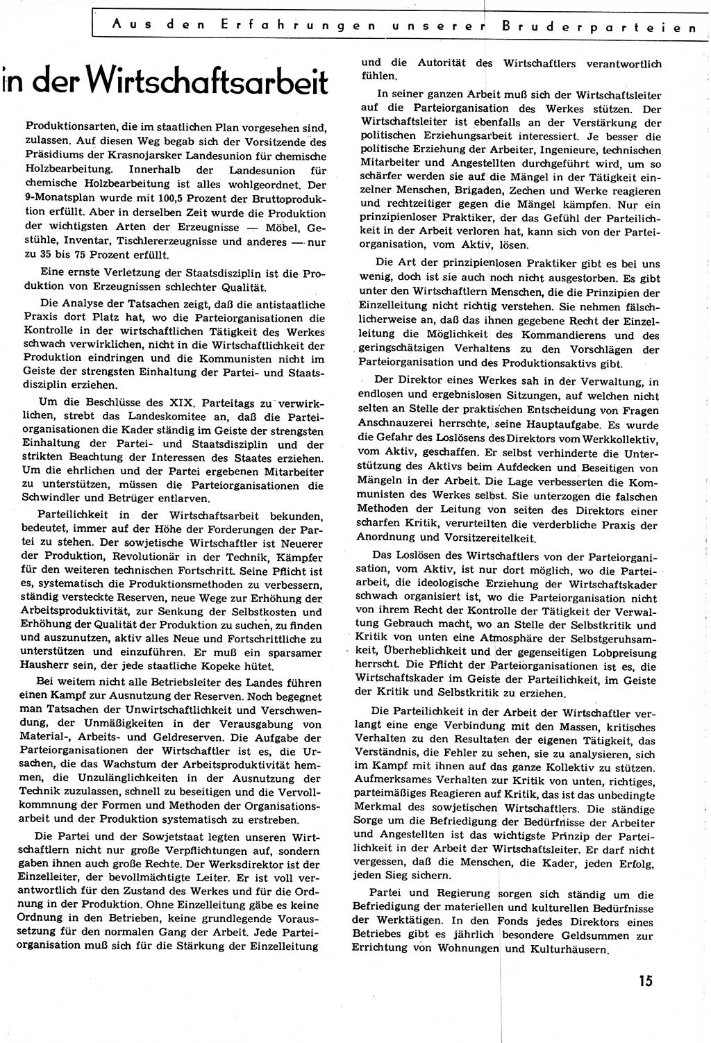 Neuer Weg (NW), Organ des Zentralkomitees (ZK) [Sozialistische Einheitspartei Deutschlands (SED)] für alle Parteiarbeiter, 8. Jahrgang [Deutsche Demokratische Republik (DDR)] 1953, Heft 20/15 (NW ZK SED DDR 1953, H. 20/15)