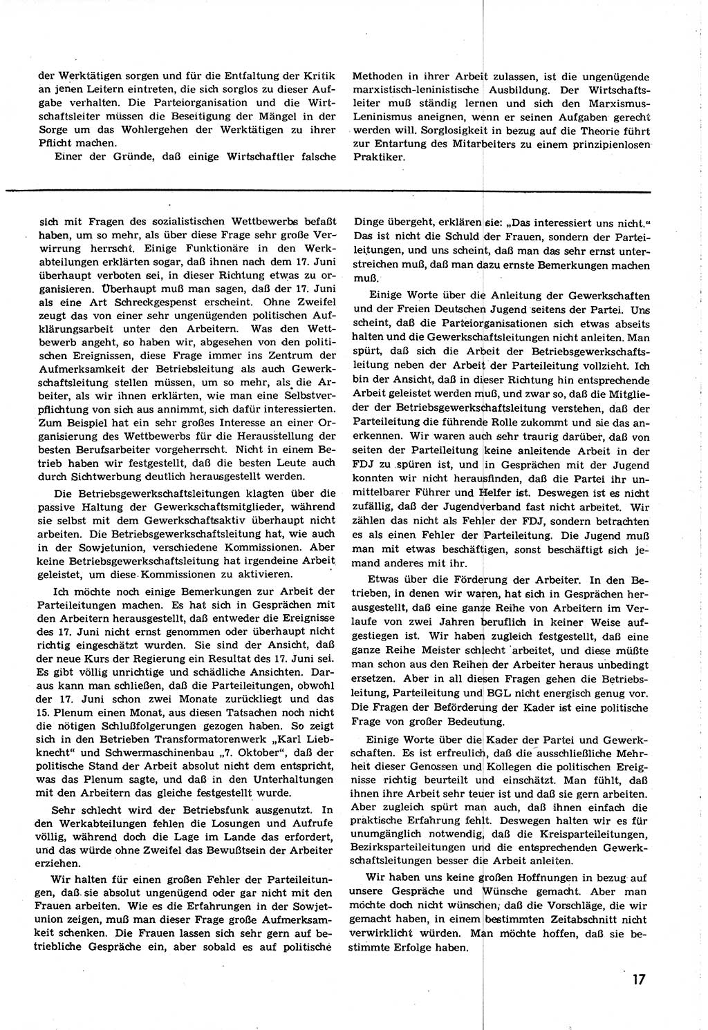 Neuer Weg (NW), Organ des Zentralkomitees (ZK) [Sozialistische Einheitspartei Deutschlands (SED)] für alle Parteiarbeiter, 8. Jahrgang [Deutsche Demokratische Republik (DDR)] 1953, Heft 20/17 (NW ZK SED DDR 1953, H. 20/17)