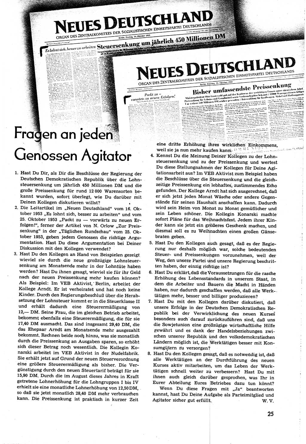 Neuer Weg (NW), Organ des Zentralkomitees (ZK) [Sozialistische Einheitspartei Deutschlands (SED)] für alle Parteiarbeiter, 8. Jahrgang [Deutsche Demokratische Republik (DDR)] 1953, Heft 20/25 (NW ZK SED DDR 1953, H. 20/25)