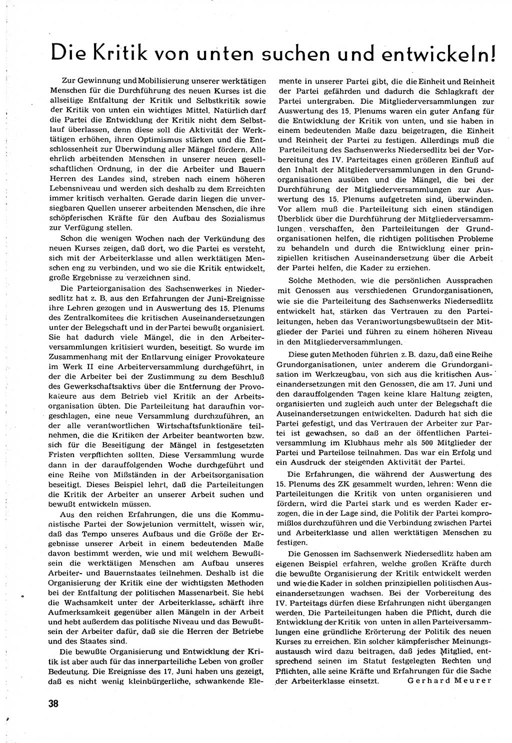 Neuer Weg (NW), Organ des Zentralkomitees (ZK) [Sozialistische Einheitspartei Deutschlands (SED)] für alle Parteiarbeiter, 8. Jahrgang [Deutsche Demokratische Republik (DDR)] 1953, Heft 20/38 (NW ZK SED DDR 1953, H. 20/38)