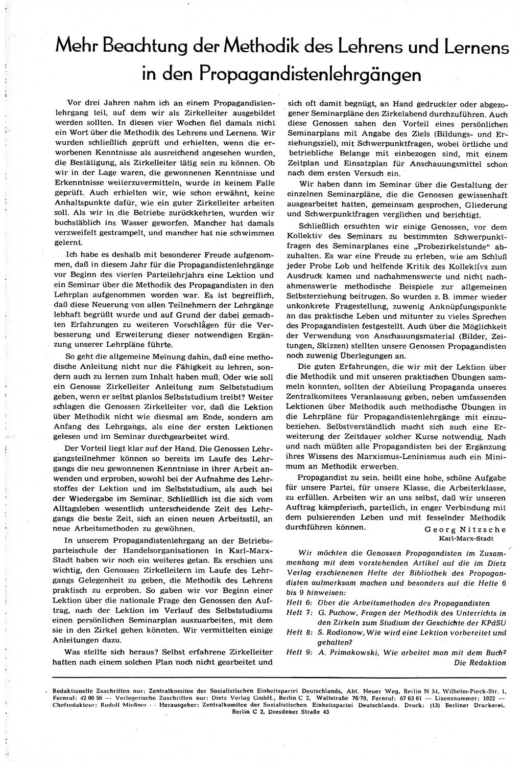 Neuer Weg (NW), Organ des Zentralkomitees (ZK) [Sozialistische Einheitspartei Deutschlands (SED)] für alle Parteiarbeiter, 8. Jahrgang [Deutsche Demokratische Republik (DDR)] 1953, Heft 20/44 (NW ZK SED DDR 1953, H. 20/44)