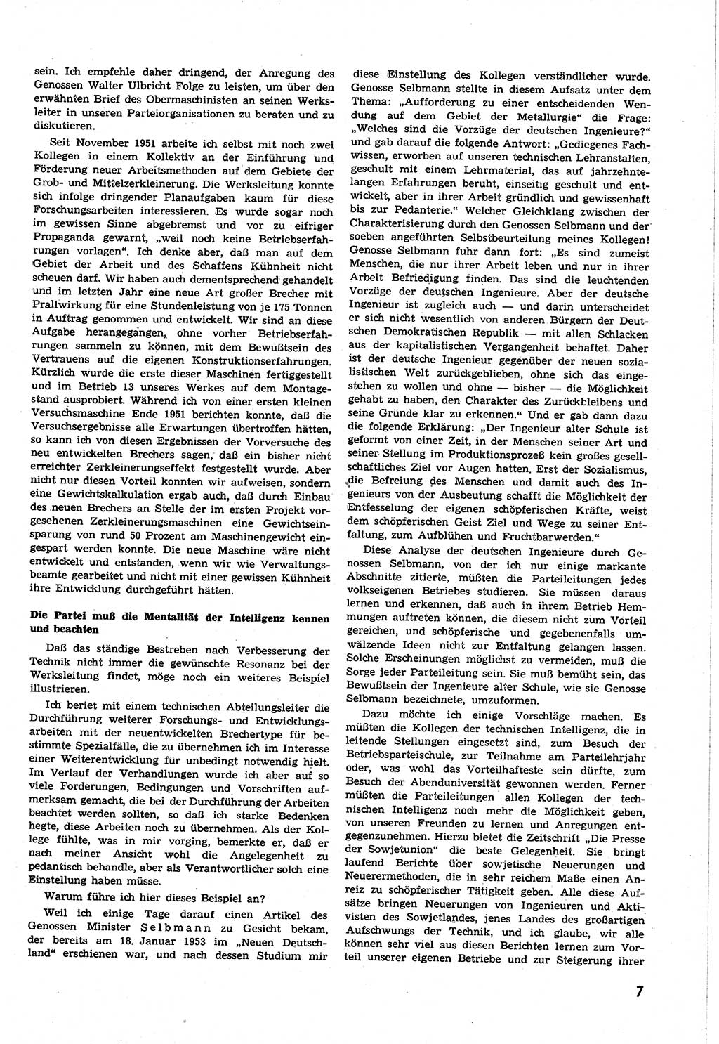 Neuer Weg (NW), Organ des Zentralkomitees (ZK) [Sozialistische Einheitspartei Deutschlands (SED)] für alle Parteiarbeiter, 8. Jahrgang [Deutsche Demokratische Republik (DDR)] 1953, Heft 21/7 (NW ZK SED DDR 1953, H. 21/7)