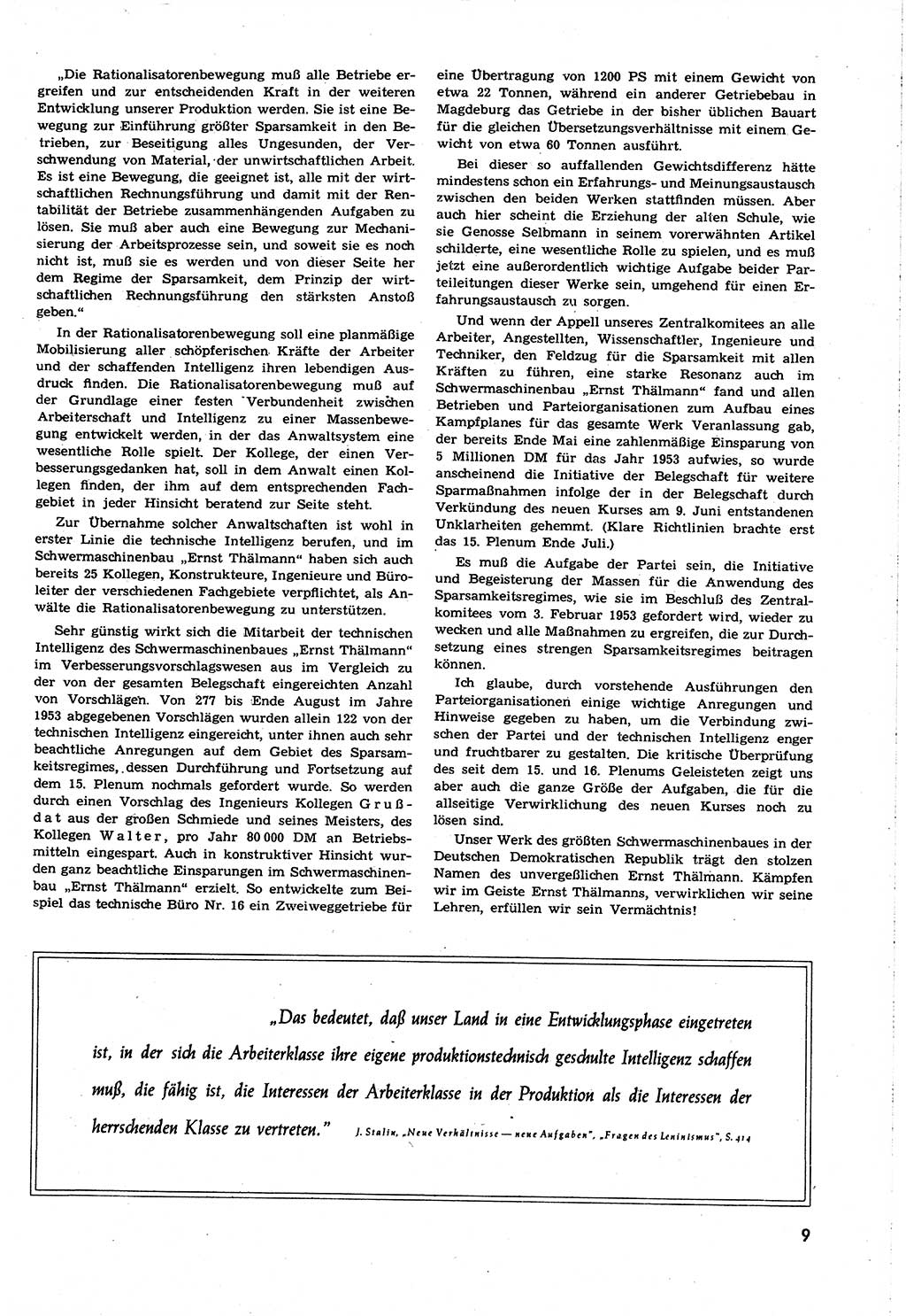 Neuer Weg (NW), Organ des Zentralkomitees (ZK) [Sozialistische Einheitspartei Deutschlands (SED)] für alle Parteiarbeiter, 8. Jahrgang [Deutsche Demokratische Republik (DDR)] 1953, Heft 21/9 (NW ZK SED DDR 1953, H. 21/9)
