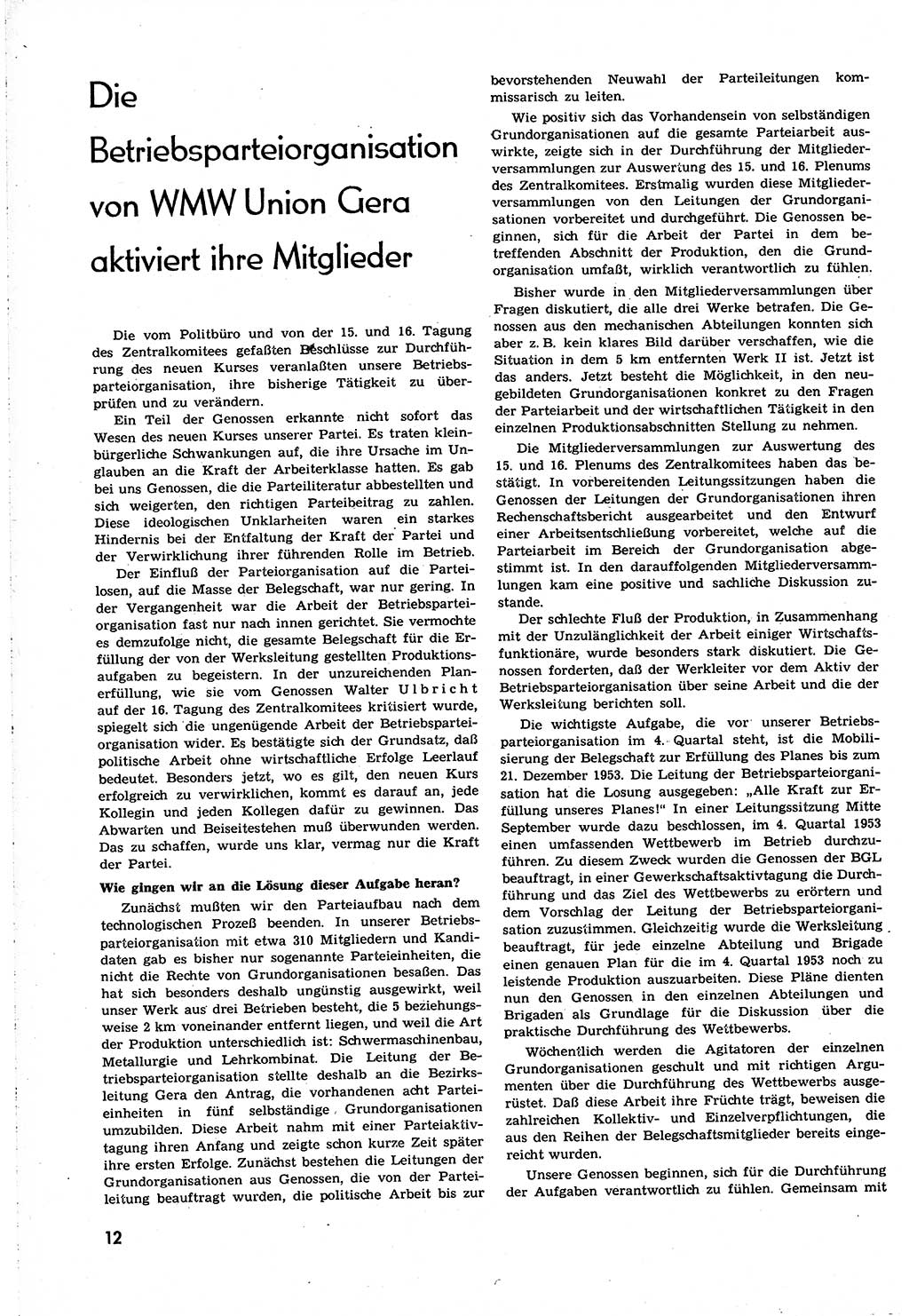 Neuer Weg (NW), Organ des Zentralkomitees (ZK) [Sozialistische Einheitspartei Deutschlands (SED)] für alle Parteiarbeiter, 8. Jahrgang [Deutsche Demokratische Republik (DDR)] 1953, Heft 21/12 (NW ZK SED DDR 1953, H. 21/12)