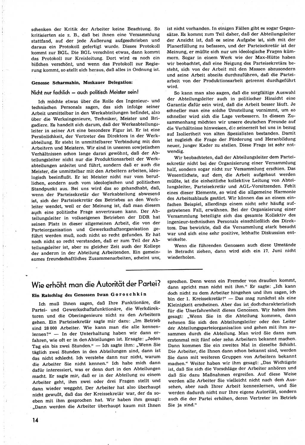 Neuer Weg (NW), Organ des Zentralkomitees (ZK) [Sozialistische Einheitspartei Deutschlands (SED)] für alle Parteiarbeiter, 8. Jahrgang [Deutsche Demokratische Republik (DDR)] 1953, Heft 21/14 (NW ZK SED DDR 1953, H. 21/14)