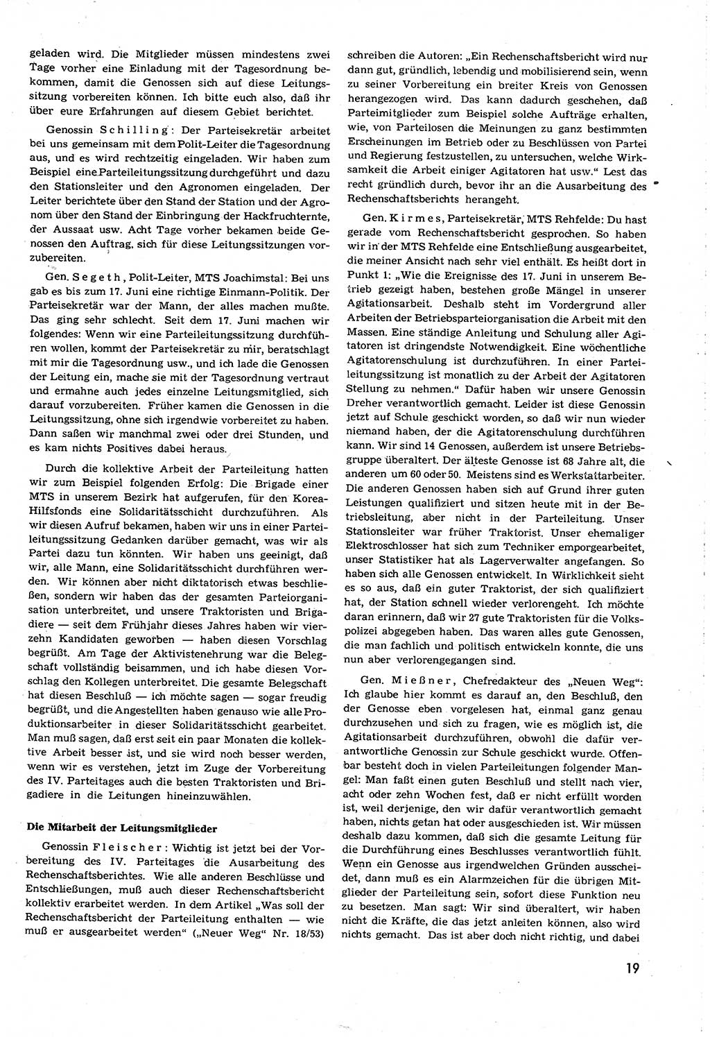 Neuer Weg (NW), Organ des Zentralkomitees (ZK) [Sozialistische Einheitspartei Deutschlands (SED)] für alle Parteiarbeiter, 8. Jahrgang [Deutsche Demokratische Republik (DDR)] 1953, Heft 21/19 (NW ZK SED DDR 1953, H. 21/19)